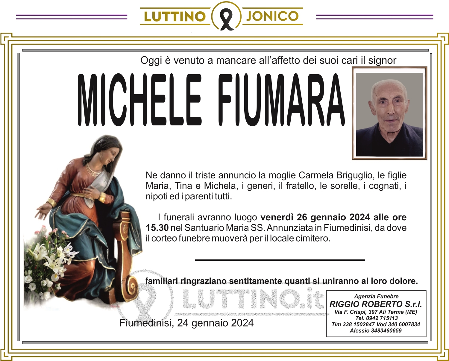 Necrologio Michele Fiumara Luttino.it